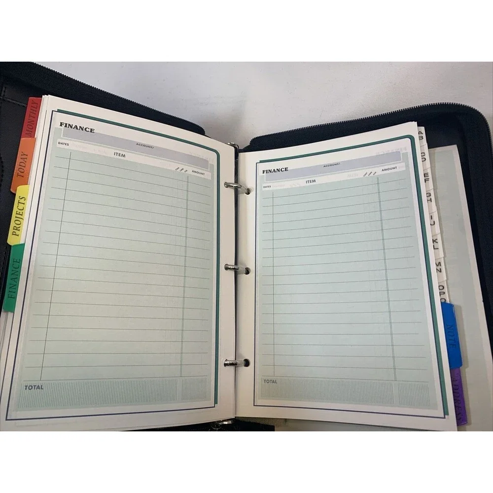 Personal Management System  Not Dated + Solar Calculator Zip Leather Case VTG